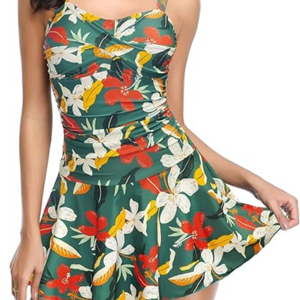 Floral One Piece Skirted Bathing Suit